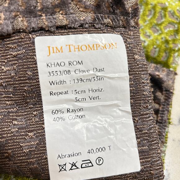 Jim Thompson KHAO ROM  Flocked Geometric Upholstery Fabric Sample 36x26 in - Picture 15 of 16